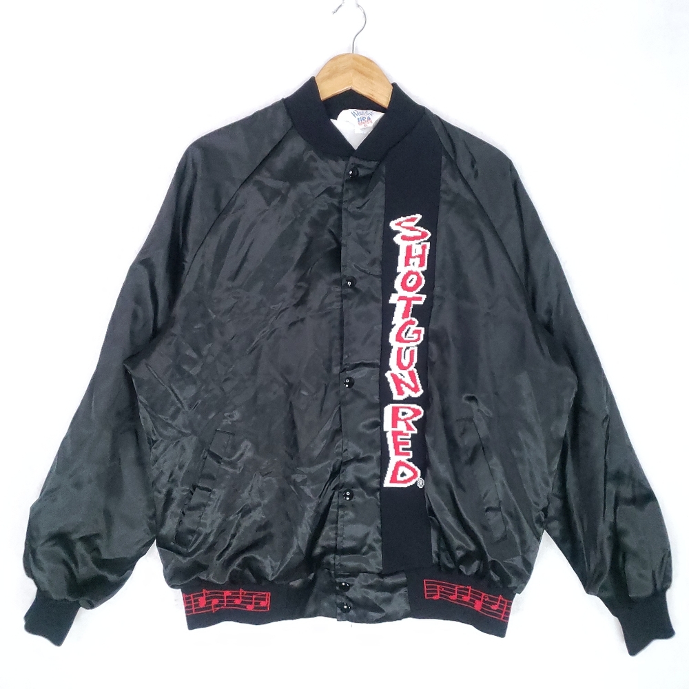 Vintage Shotgun Red Nashville Tennessee Music City USA Lined Bomber Satin Jacket